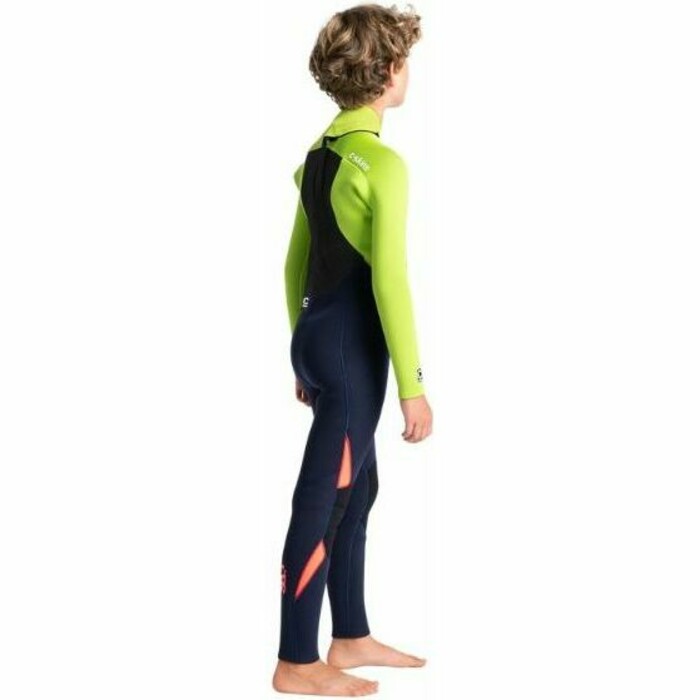 2024 C-Skins Junior Legend 4/3mm GBS Back Zip Wetsuit C-LE43JBZ - Slate Navy / Lime / Flo Red